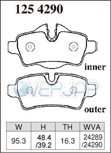 M1213984 / 1254290 DIXCEL Mタイプ ブレーキパッド 1台分セット BMW MINI COUPE(R58) SX16S 2011/9～ COOPER S Standard Brake_画像3