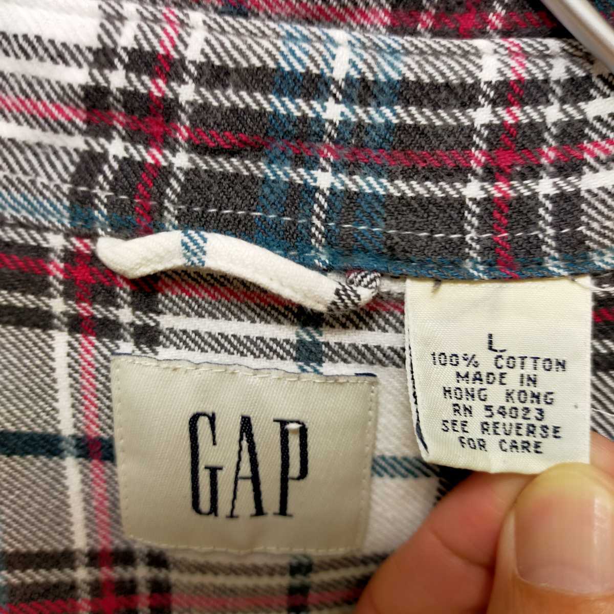 古着　gap oldgap　長袖シャツ　ヴィンテージ　80s　90s　ホンコン製