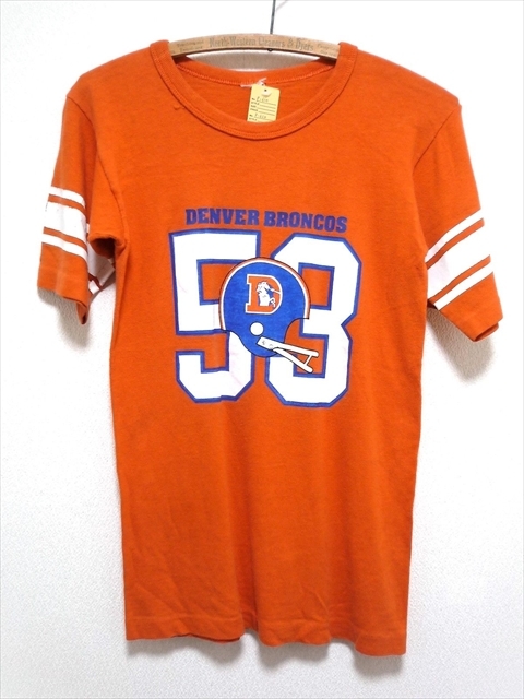 70～80’s ビンテージ DENVER BRONCOS ナンバリング 半袖 Tシャツ NFL ナショナルフットボールリーグ 53 橙×白×青 アメリカ古着 M位_画像1