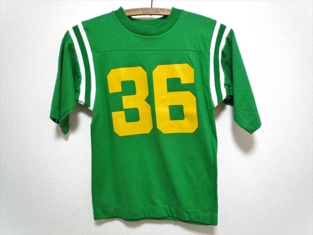 70’ｓ ビンテージ ARTEX ナンバリング Tシャツ 緑×白×黄色 100%コットン 両面プリント「36」 Mサイズ 男女兼用 アメリカ古着