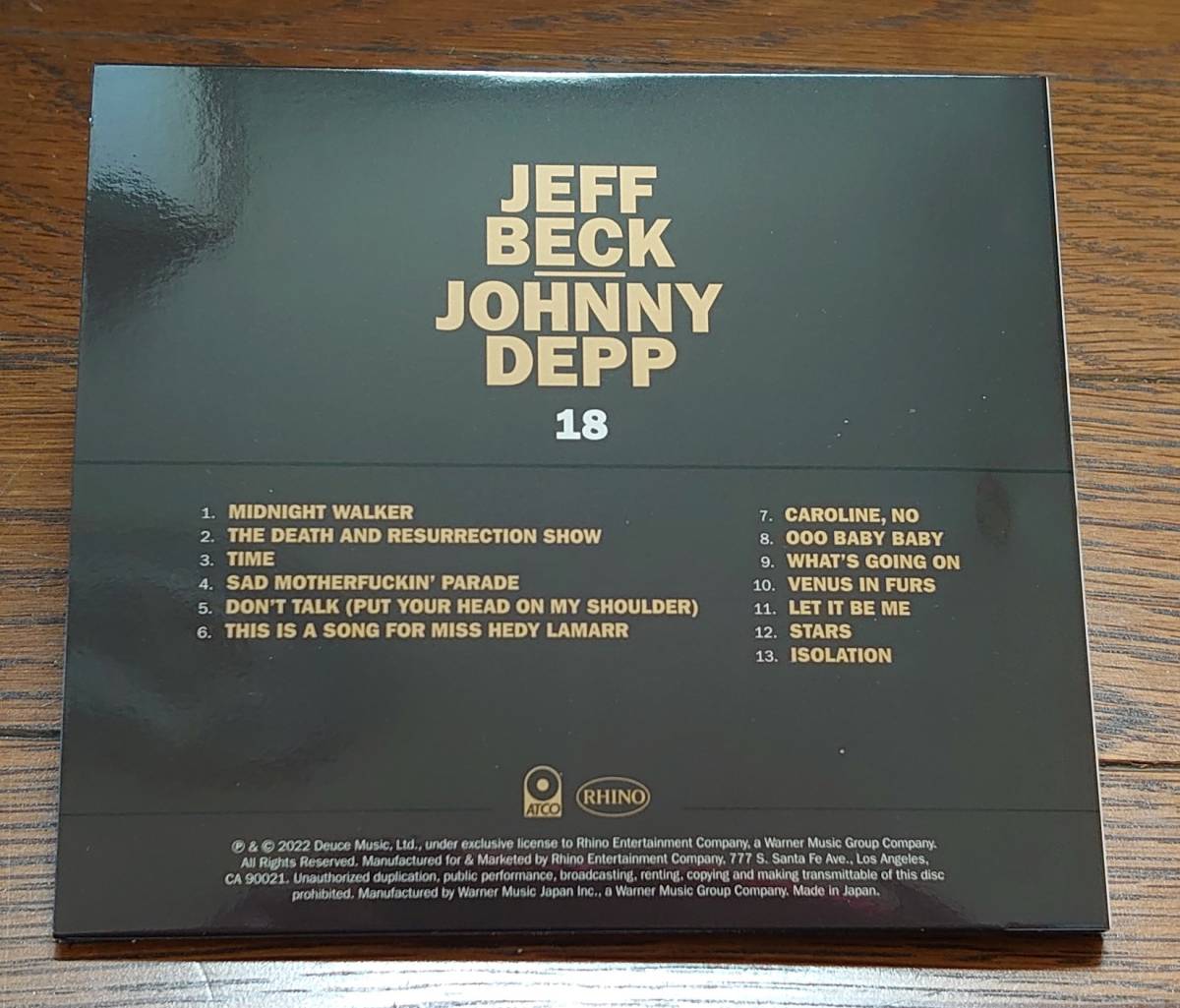 送料込み：中古★JEFF BECK　JOHNNY DEPP / ジェフ・ベック＆ジョニー・デップ★18【フォトカード特典封入】★2022.07.15発売