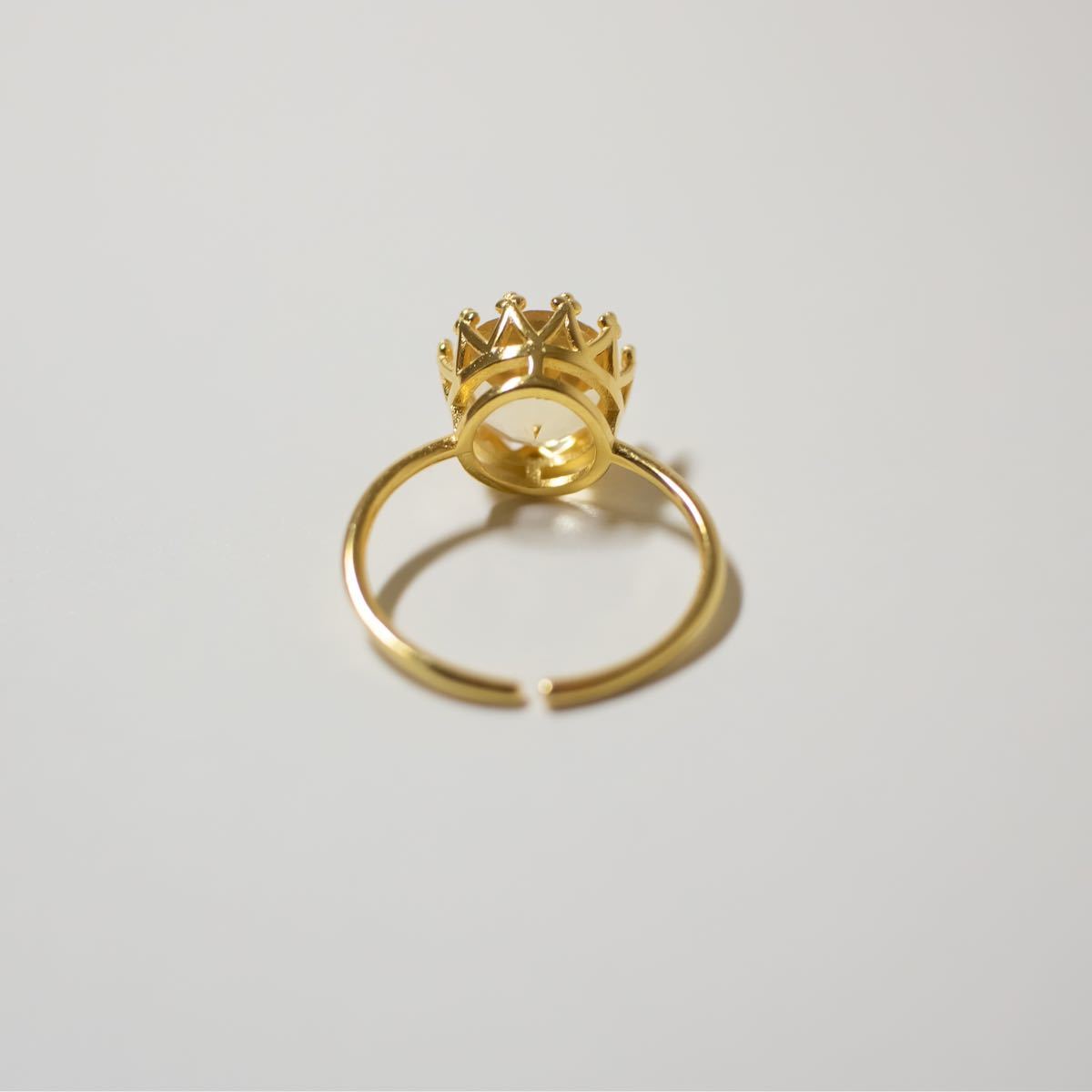 宝石質シトリン クラウンリング フリーサイズ 指輪 ゴールド 天然石 18KGP/シルバー925