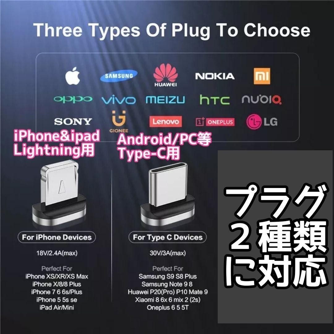 【３個セット】タイプC 薄型 プラグ  (USLION) Type-C 充電　 USB-C　マグネット 充電ケーブル　アダプター