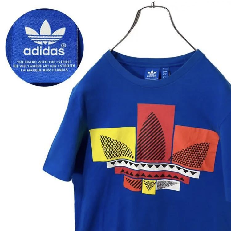 グッドデザイン！adidasアディダス ド派手ビッグトレフォイルロゴ Tシャツ_画像1