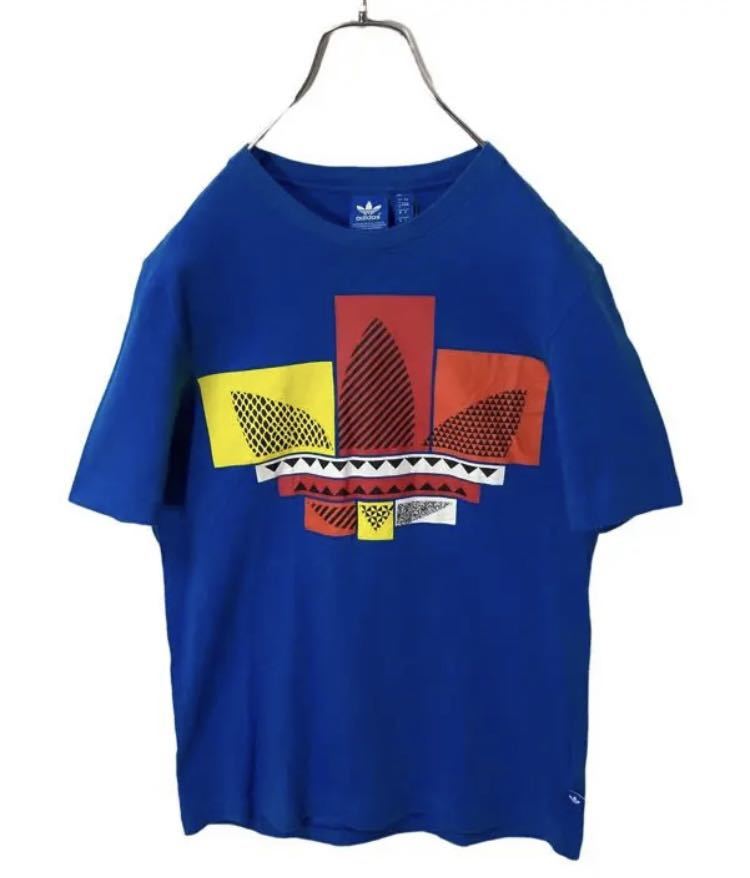 グッドデザイン！adidasアディダス ド派手ビッグトレフォイルロゴ Tシャツ_画像3