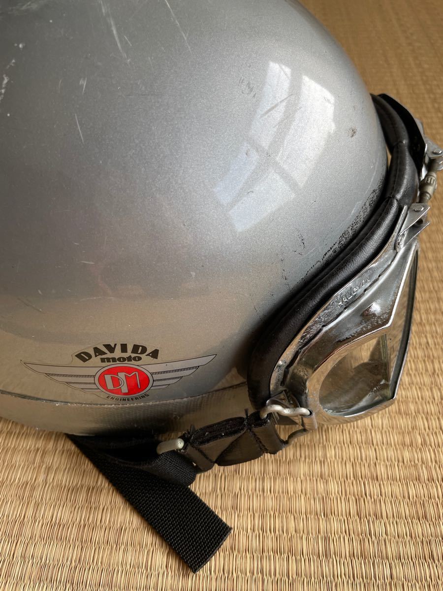 ジャンク品 DAVIDA ヘルメット HALCYON ゴーグル レトロ 英国製 ジャンク品 DAVIDA ヘルメット HALCYON ゴーグル レトロ 英国製