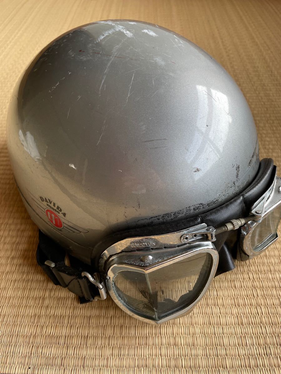 ジャンク品 DAVIDA ヘルメット HALCYON ゴーグル レトロ 英国製 ジャンク品 DAVIDA ヘルメット HALCYON ゴーグル レトロ 英国製
