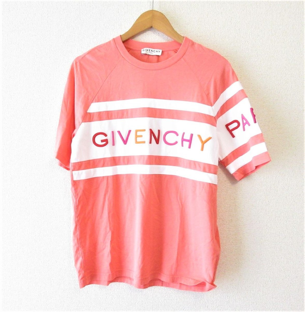 美品 20SS GIVENCHY ジバンシー ジバンシィ ロゴ刺繍 バイカラー T