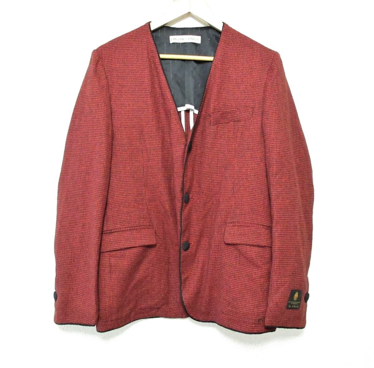 最安価格 未使用 赤 レッド 46 ノーカラージャケット 3B シングル 千鳥