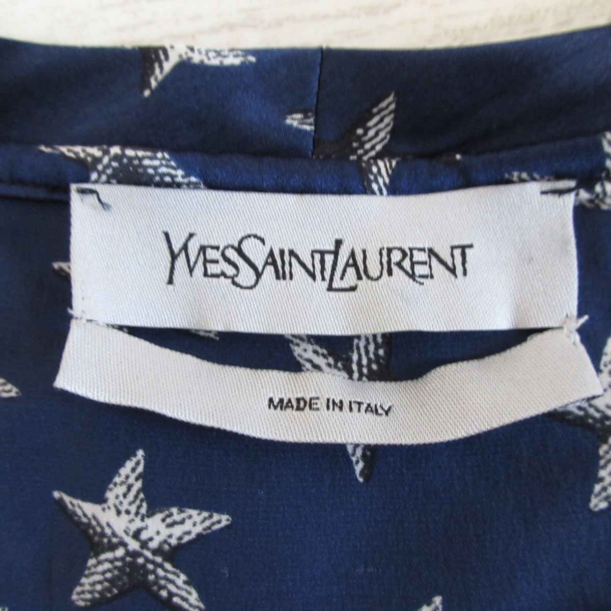 美品 YVES SAINT LAURENT イヴサンローラン ヒトデ柄 シルク100