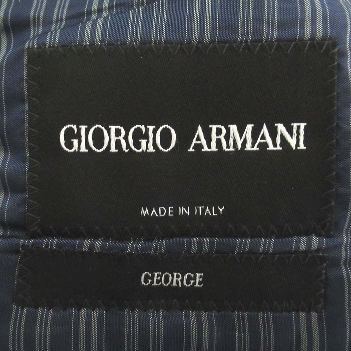 美品 2018年モデル GIORGIO ARMANI ジョルジオアルマーニ GEORGE ピンストライプ 2B シングル テーラードジャケット 48R 紺 ネイビー C0801_画像7