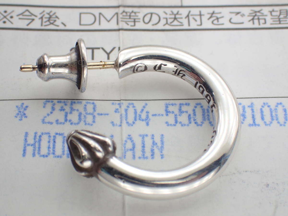 正規品CHROME HEARTS 　HOOP PLAINピアス「片側用」3.2g インボイス原本付属_画像1