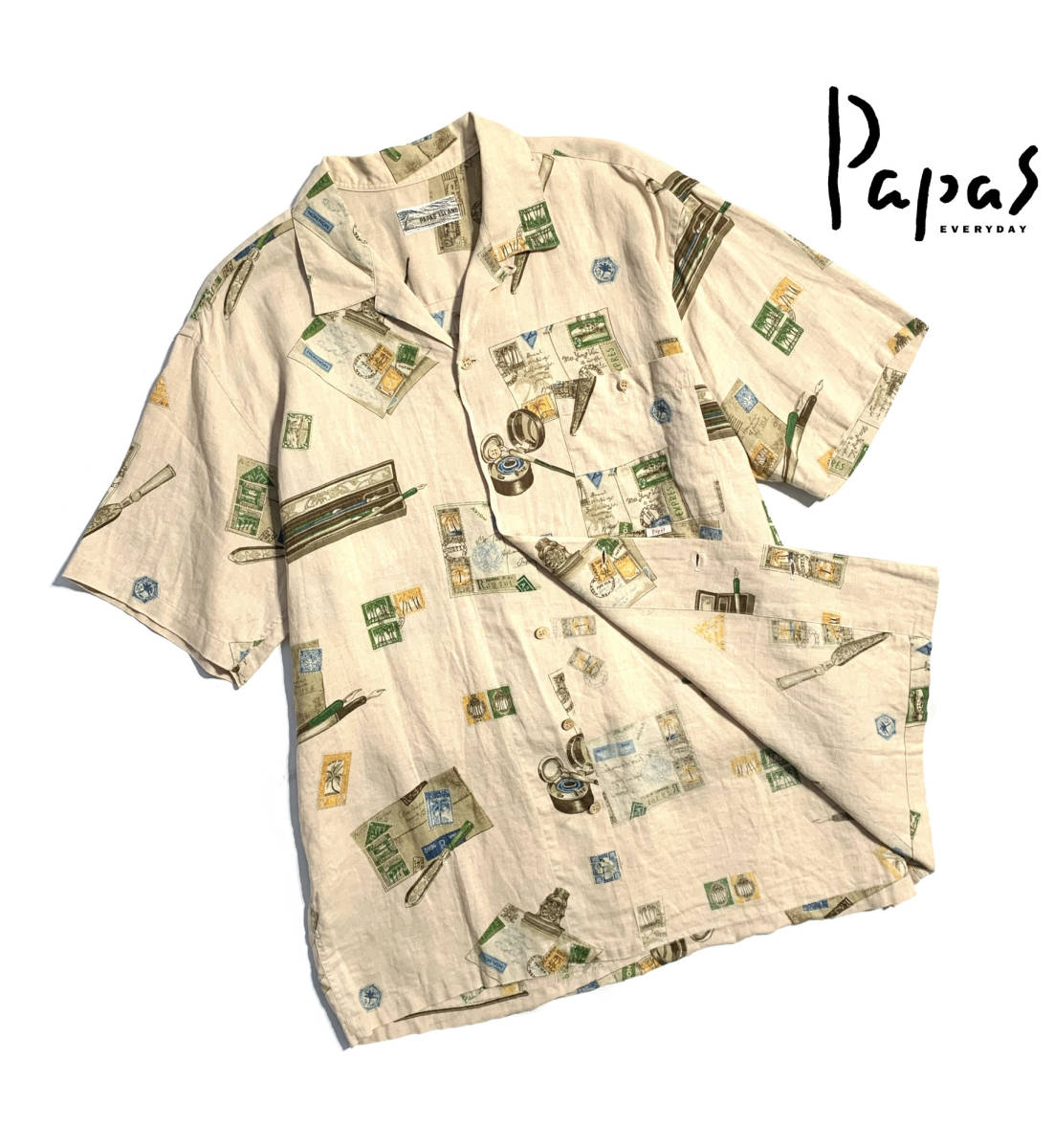 2021最新作】 リネン パパス 最高級【定価3万】Papas 半袖シャツ