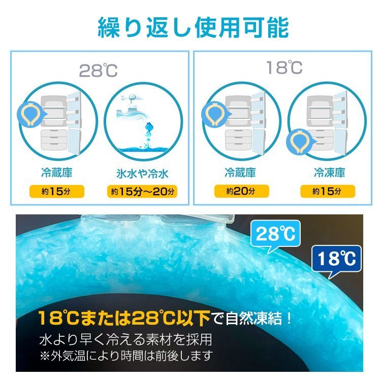 送料無料 未使用 爽快リング アイスネックリング 18℃ 28℃ 繰り返し エコ 冷却 クール ネッククーラー 暑さ対策 熱中症 首 首掛け ny518