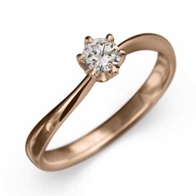 天然ダイヤモンド 婚約指輪 一粒石 4月誕生石 k18ピンクゴールド