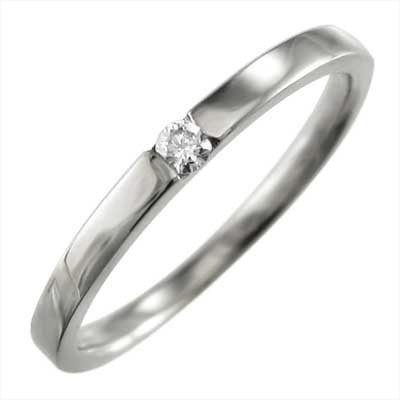 一粒 平打ちの 指輪 オーダーメイド結婚指輪にも 天然ダイヤ プラチナ900