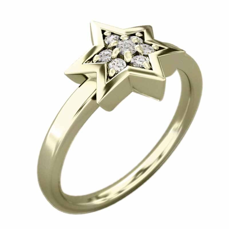 【最安値挑戦】 k10イエローゴールド 六芒星小サイズ ダイアモンド 4月誕生石 六芒星 指輪 その他