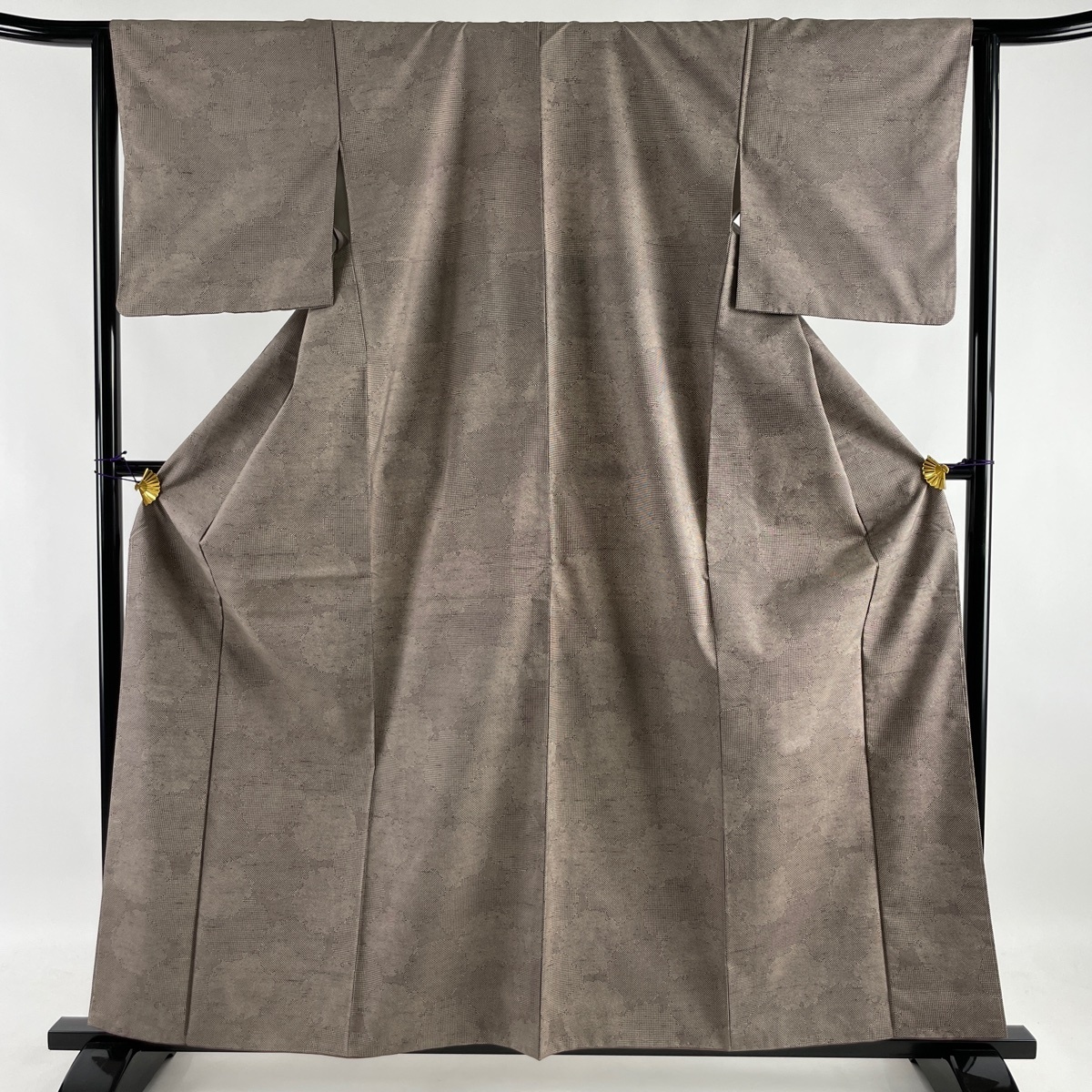 紬 美品 逸品 落款 牛首紬 白山工房 雪輪 薄小豆 袷 身丈160cm 裄丈