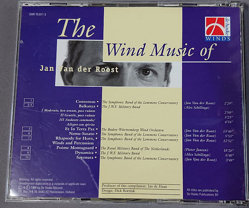 【吹奏楽】ヴァン・デル・ロースト作品集 Wind Music Of Jan Van Der Roost Vol.4-Sayonara_画像2