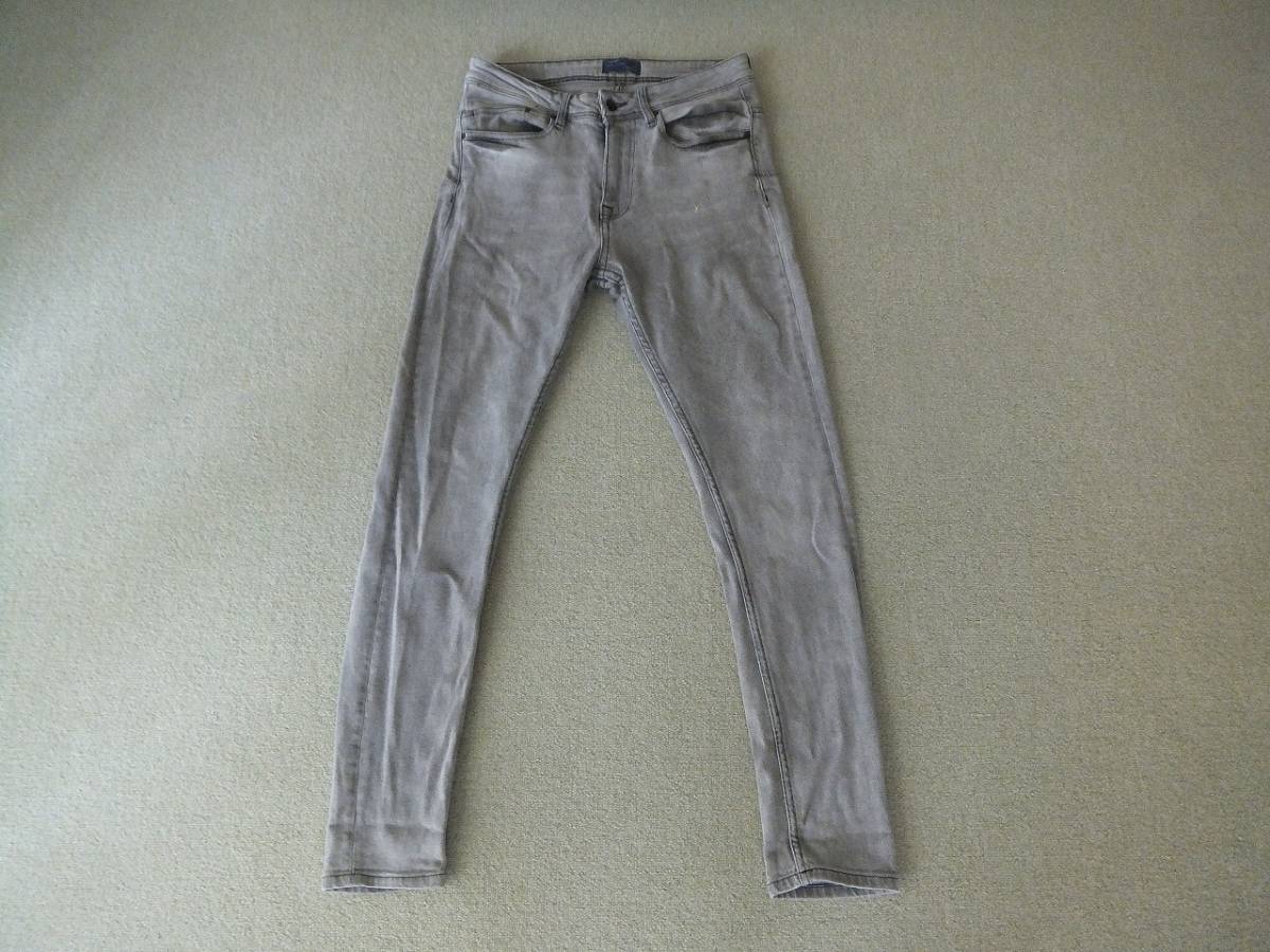 全盛期 ZARA MAN ビンテージ加工 テーパード ストレッチ スキニー サルエルパンツ デニムパンツ EUR 40 USA 31 MEX 31 M グレー