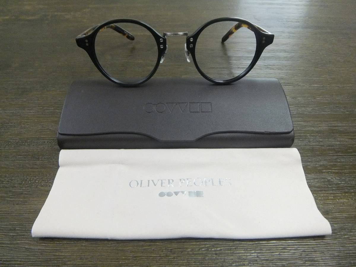 限定 美品 oliver peoples 1955 雅 Limited Edition DTB 鼈甲×BLACK クラシック ボストン made in  Japan 眼鏡ケース 眼鏡拭き 黒 丸メガネ
