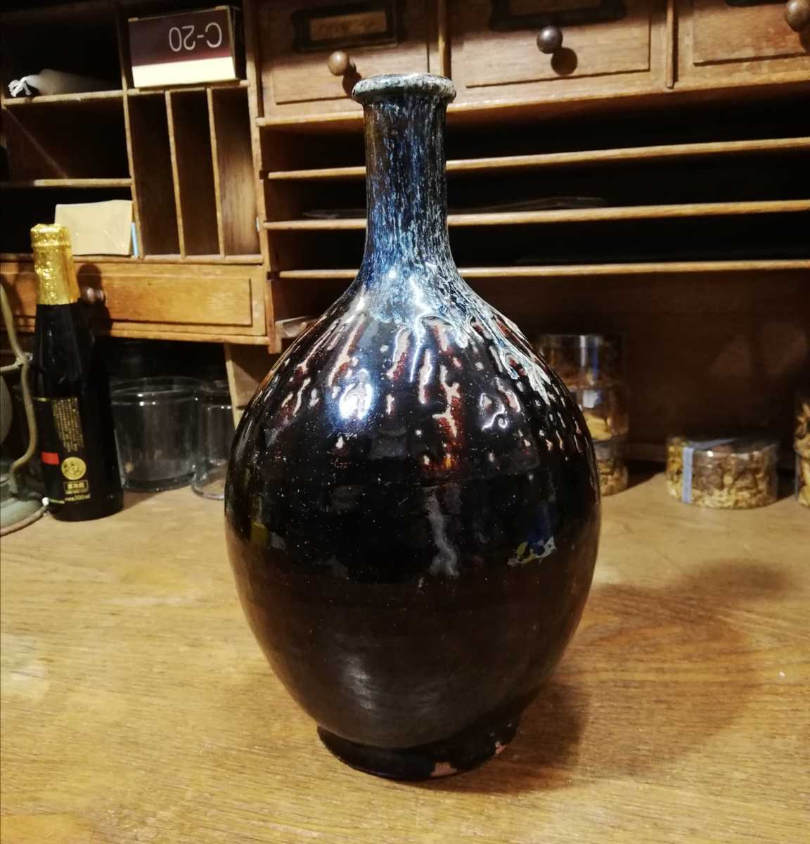 日本のアンティーク 松代焼 壺 花瓶 花器 陶器 和骨董 古道具 古民家