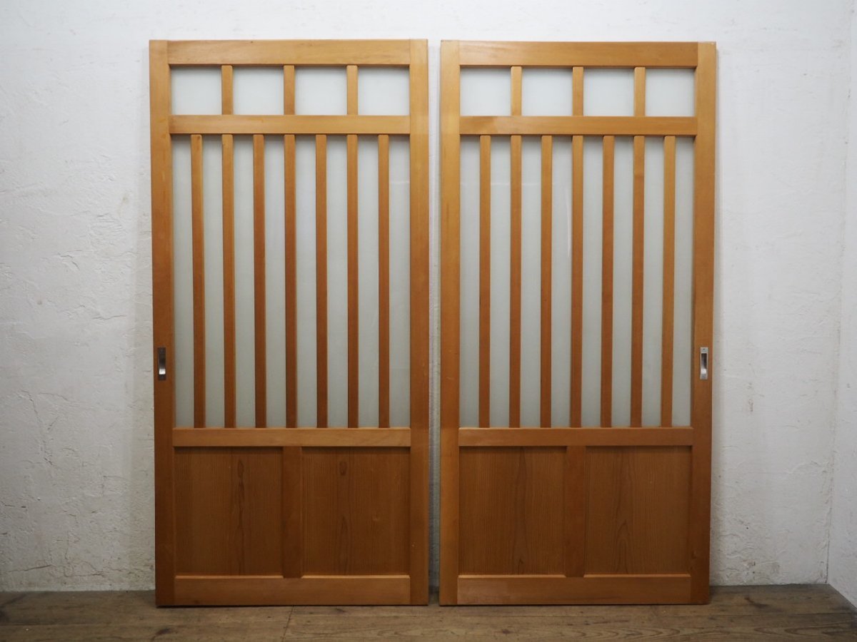 taF0073*(2)[H176cm×W85,5cm]×2 sheets * -ply thickness . structure .. retro old wooden glass door * fittings sliding door sash entranceway door reform antique L pine 