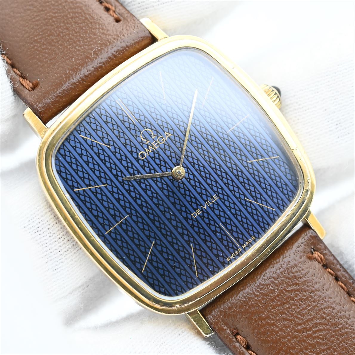 オメガ/OMEGA●デビル 1968年製 Cal.625 Ref.111.0118 手巻き メンズ腕時計 アンティーク/ビンテージ 青ブルー 角型 2針 変わり文字盤_画像1