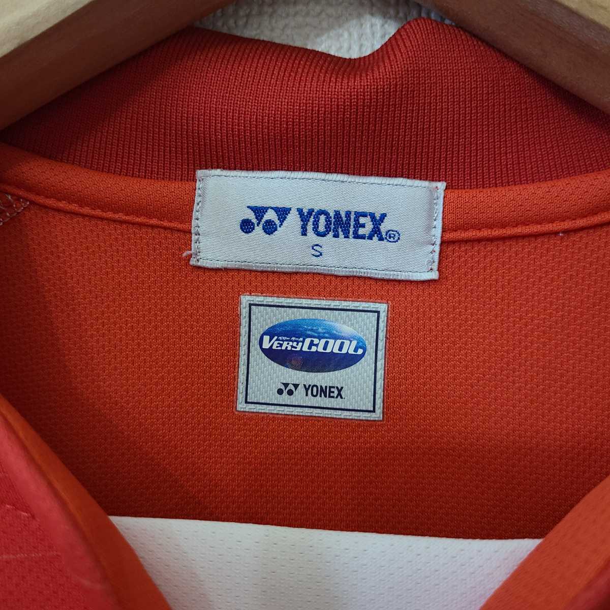 ☆YONEX/ヨネックス/メンズ/Sサイズ/半袖シャツ/トップス/ゲームシャツ/朱色/_画像5