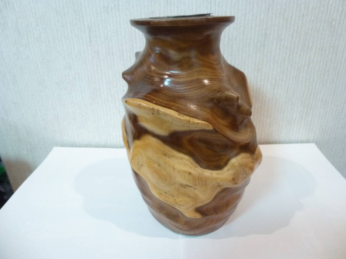 花瓶 カビン 木 ウッド 無垢 削り出し 小物入れ 木製花瓶 無垢木から削り出し [希少] お洒落 インテリア アンティーク 自然の風合い 木