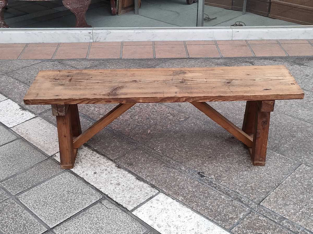 940 丁度良い木製ベンチ /ベンチ/椅子/チェア/花台/展示台/陳列台/ディスプレイ/アンティーク/ヴィンテージ/古道具/古家具/店舗什器