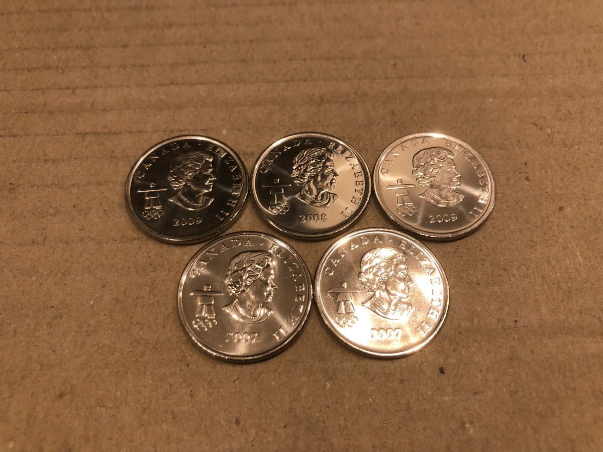 カナダ　バンクーバーオリンピック　25セント　記念コイン × 5種類