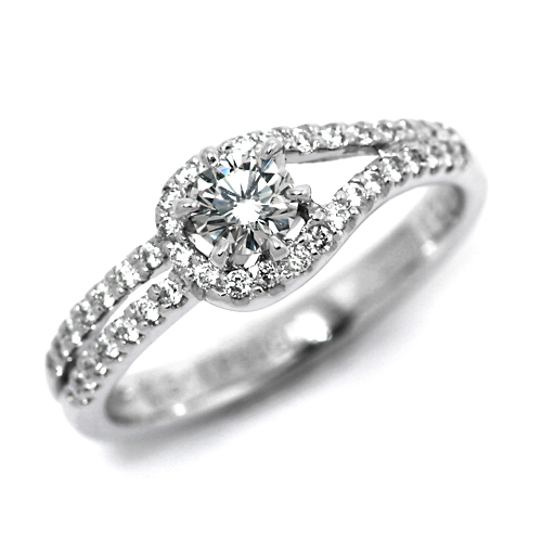 婚約指輪 安い プラチナ ダイヤモンド リング 0.4カラット 鑑定書付 0.410ct Fカラー IFクラス 3EXカット H&C CGL_画像1