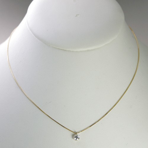ダイヤモンド ネックレス 一粒 新品 ゴールド 0.2カラット 鑑定書付