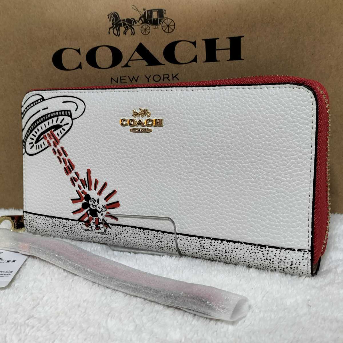 熱販売 限定品 COACH 二つ折り財布 ミッキー キースヘリングコラボ