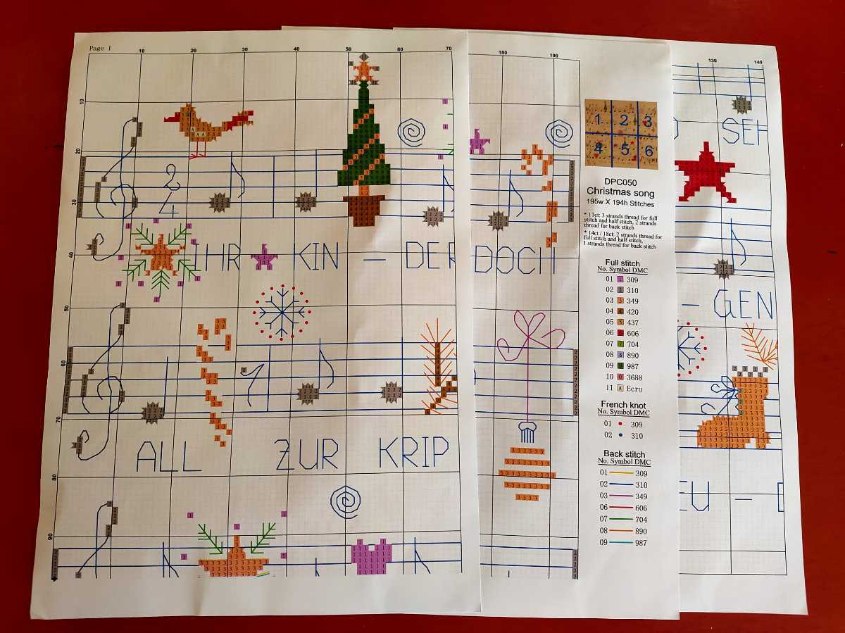 クロスステッチキット クリスマスソング 楽譜 譜面 33×34cm 刺繍