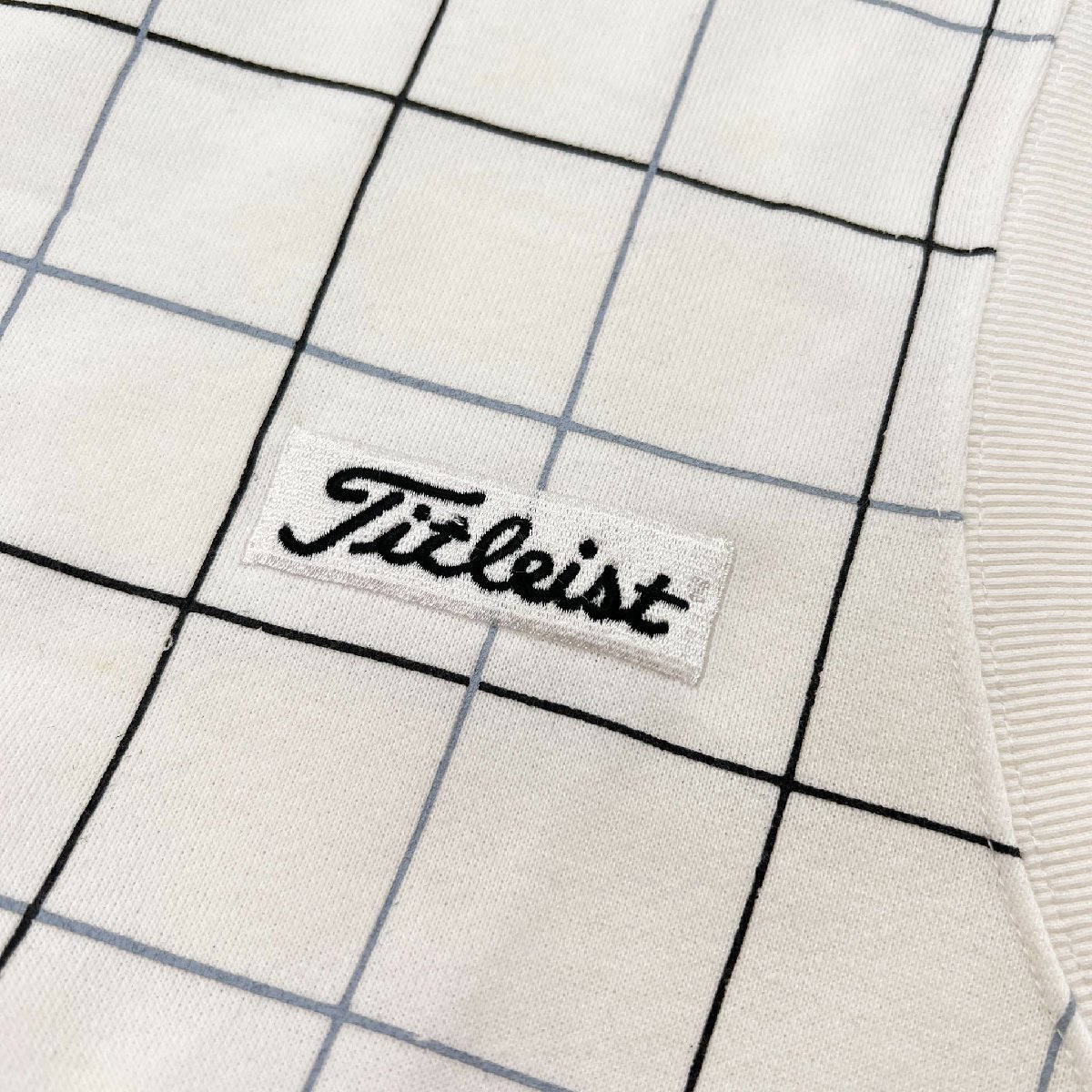 ゴルフ◆Titleist タイトリスト ロゴ刺繍入り チェック柄 スウェット ベスト L サイズ /白 ホワイト/メンズ_画像2