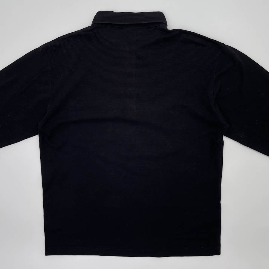ゴルフ◆Black&White ブラック&ホワイト ロゴ刺繍 ポケット付き 長袖ポロシャツ Lサイズ / 黒 ブラック メンズ 日本製_画像7