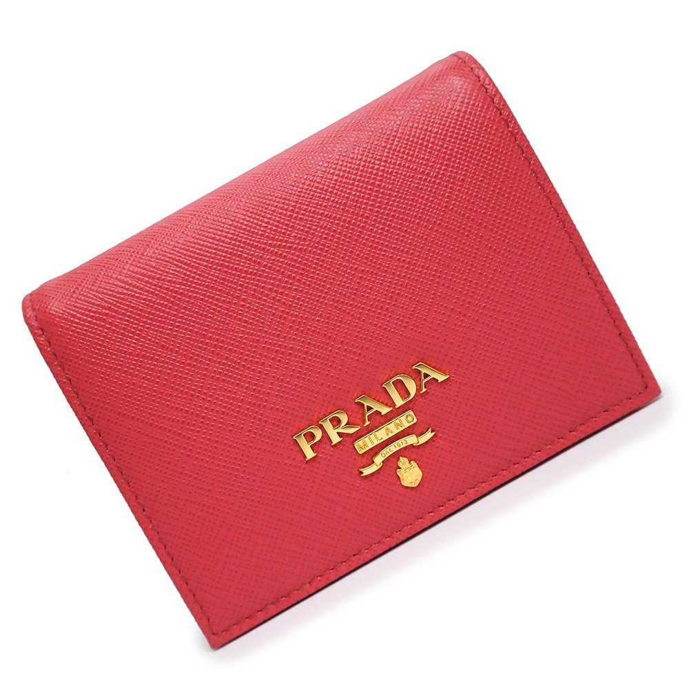 （新品・未使用品）プラダ PRADA コンパクト 二つ折り財布 サフィアーノ メタル レザー ペオニア ピンク 1MV204 箱付