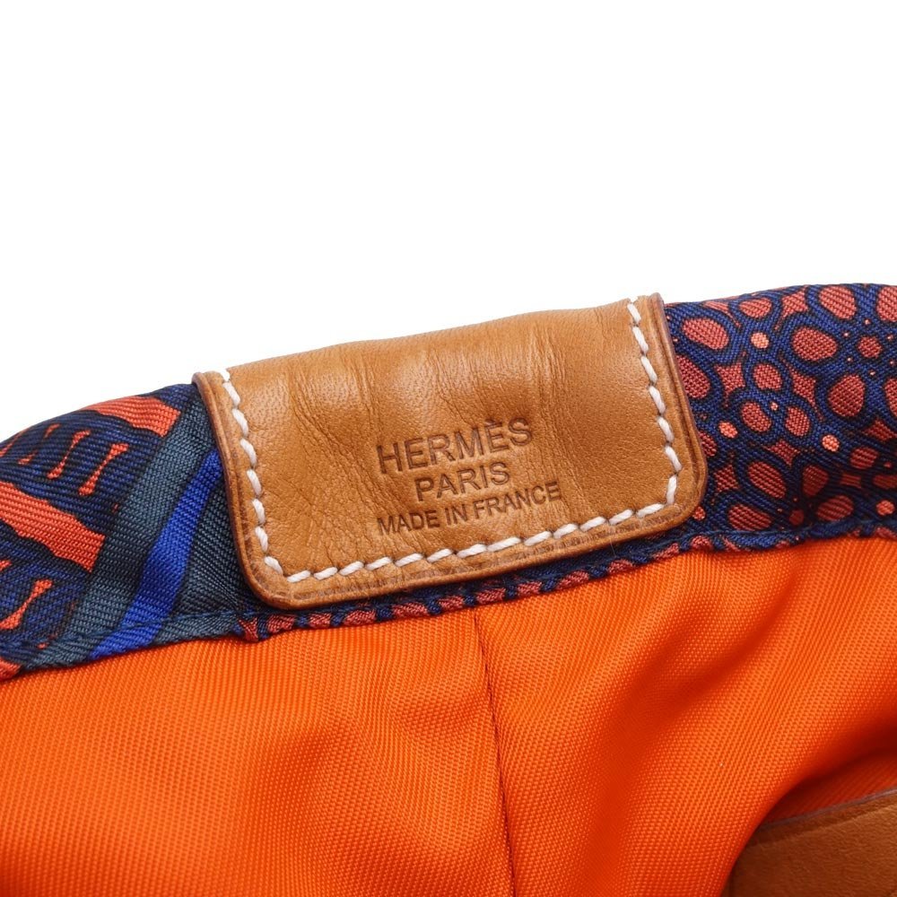 (未使用 展示品)エルメス HERMES ヴォーバレニア シルク フールビ 25 トラベルポーチ バッグインバッグ マルチカラー ボルドー □R刻印_画像8
