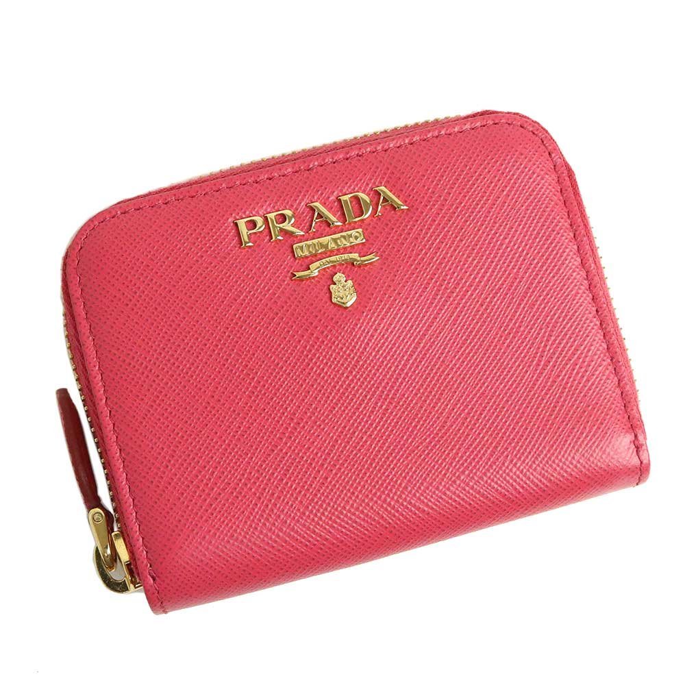 極美品 PRADA プラダ サフィアーノ メタル コインケース ペオニア・ピンク-