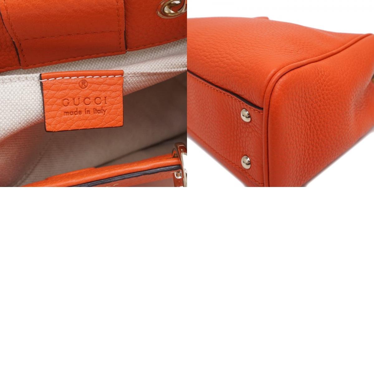 (新品・未使用品)ググッチ GUCCI レザー バンブー ショッパー ミニ 斜め掛け 2way ショルダー ハンドバッグ オレンジ 368823_画像10