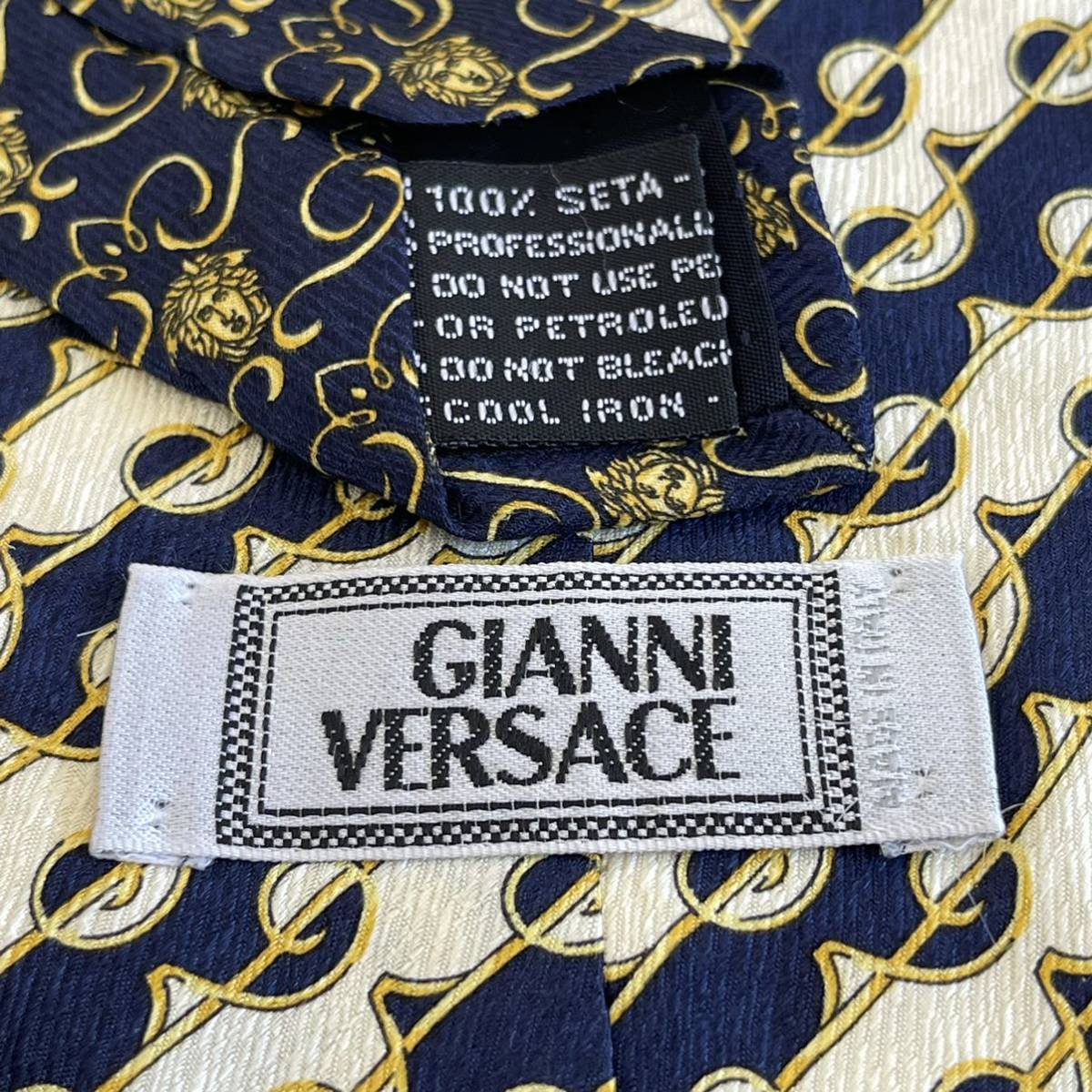 VERSACE ( Versace .) Versace темно-синий белый полоса галстук 