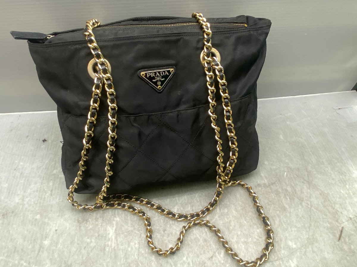 1円スタート!!【PRADA/プラダ】チェーンバック/トートバック/ナイロン(中古品)_画像1