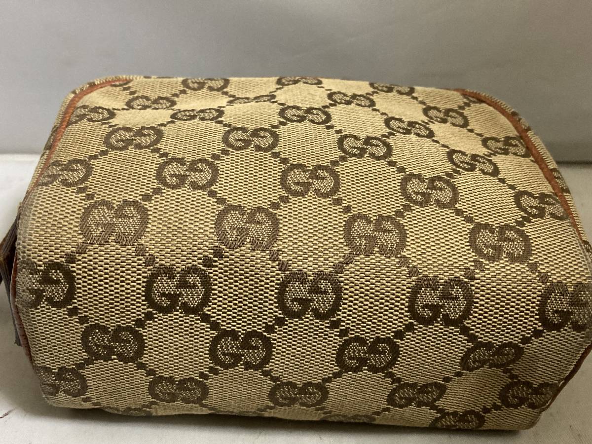 GUCCI オールドグッチ GG柄 キャンバス×レザー ポーチ/小物入れ