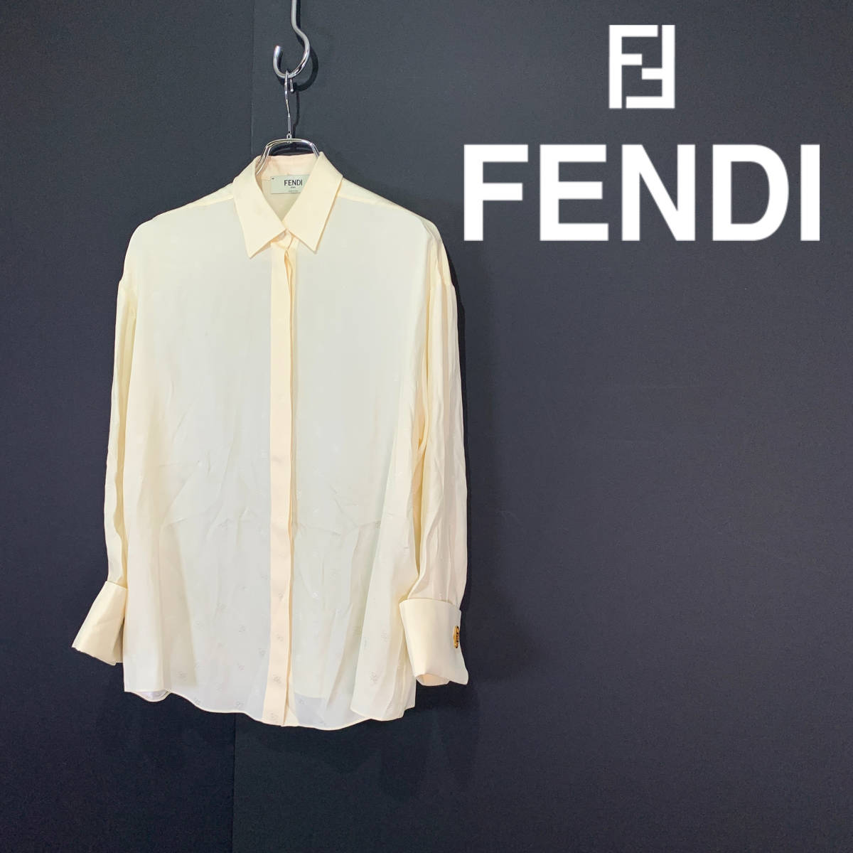 2021SS FENDI フェンディ FF カリグラフィー 総柄 シルク オーバー