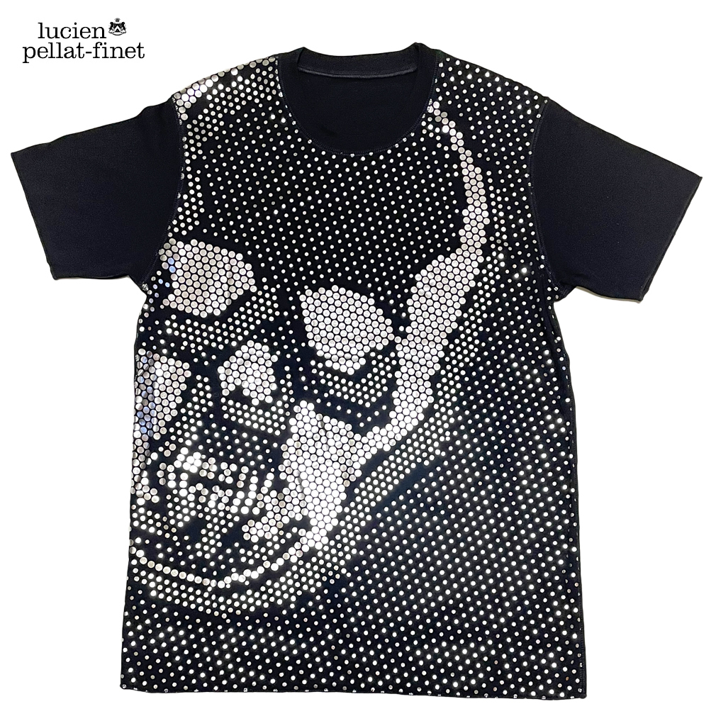 ルシアンペラフィネメンズドットスカルシルバーTシャツS黒lucien pellat-finet★_画像1