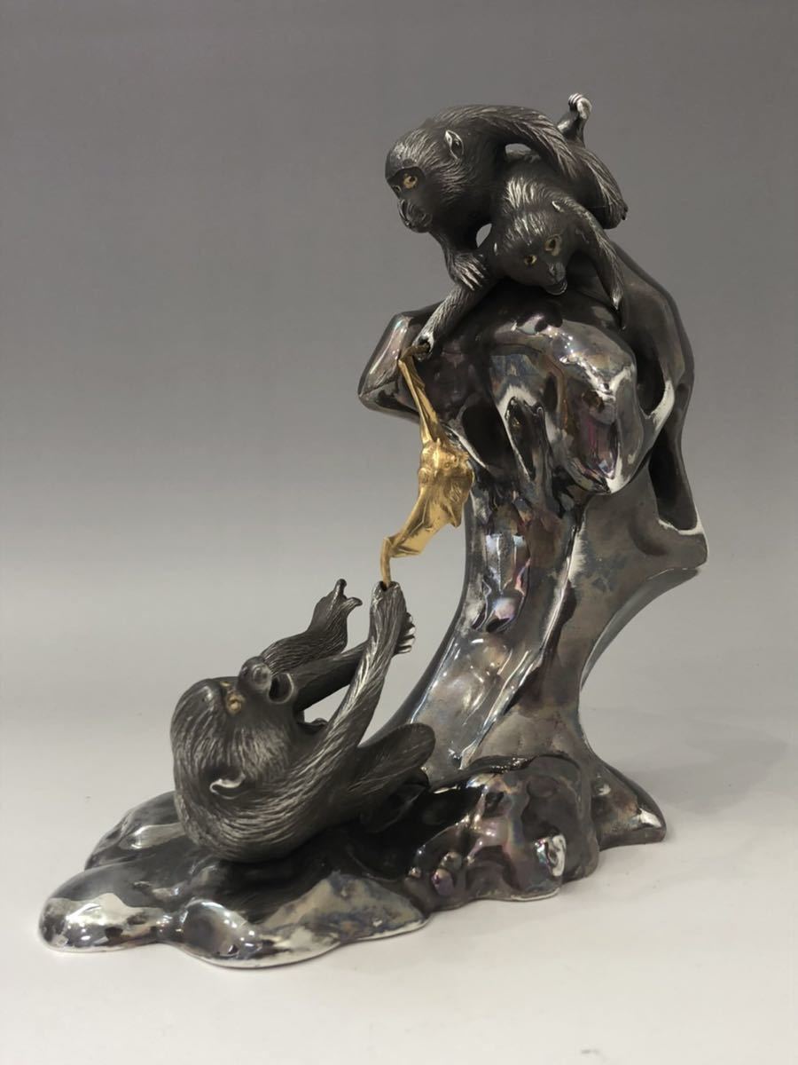 龍風】名工 大島如雲作 銅製 三つ象 香炉 希少 置物□ 明治 - 工芸品 龍風】名工 大島如雲作 銅製 三つ象 香炉 希少 置物□ 明治 - 工芸品
