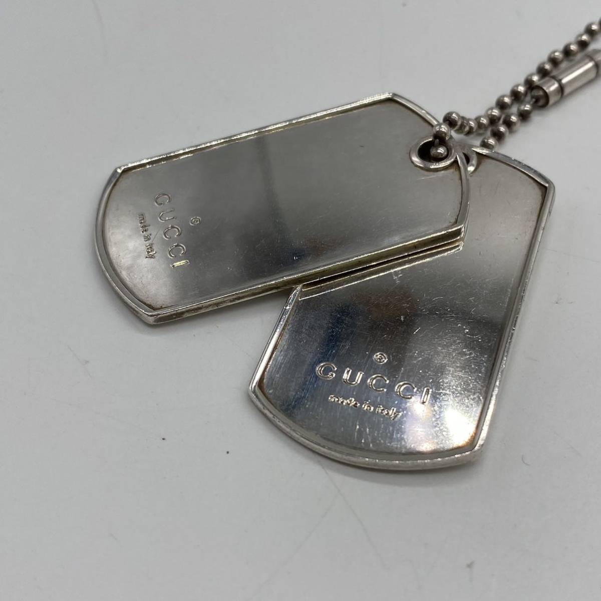 GUCCI グッチ ドッグタグ ネックレス タグ2枚 ボールチェーン marz.jp