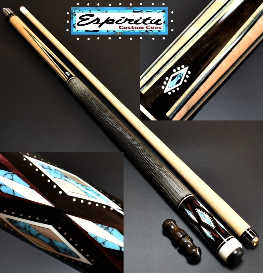 即決◇Espiritu Custom Cues/ エスピリチュ リザード本革 ターコイズ